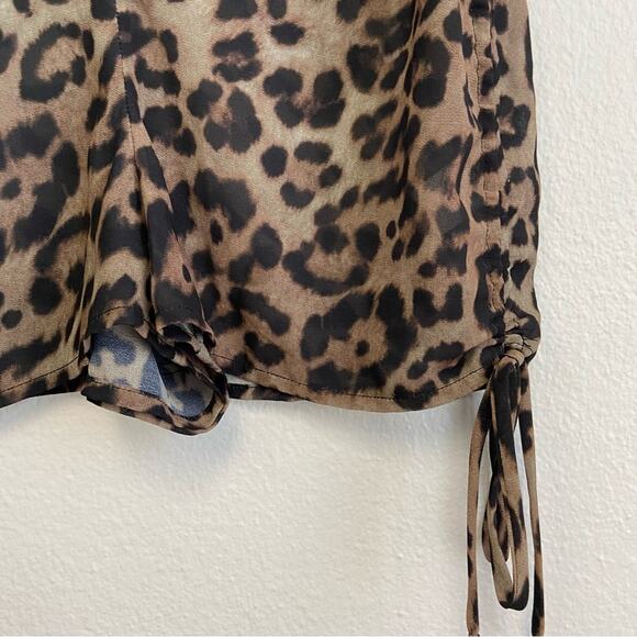 New Aiello by Frankie’s Bikinis Leopard Print Ruched Sheer Shorts Coverup XS - Picture 5 of 14